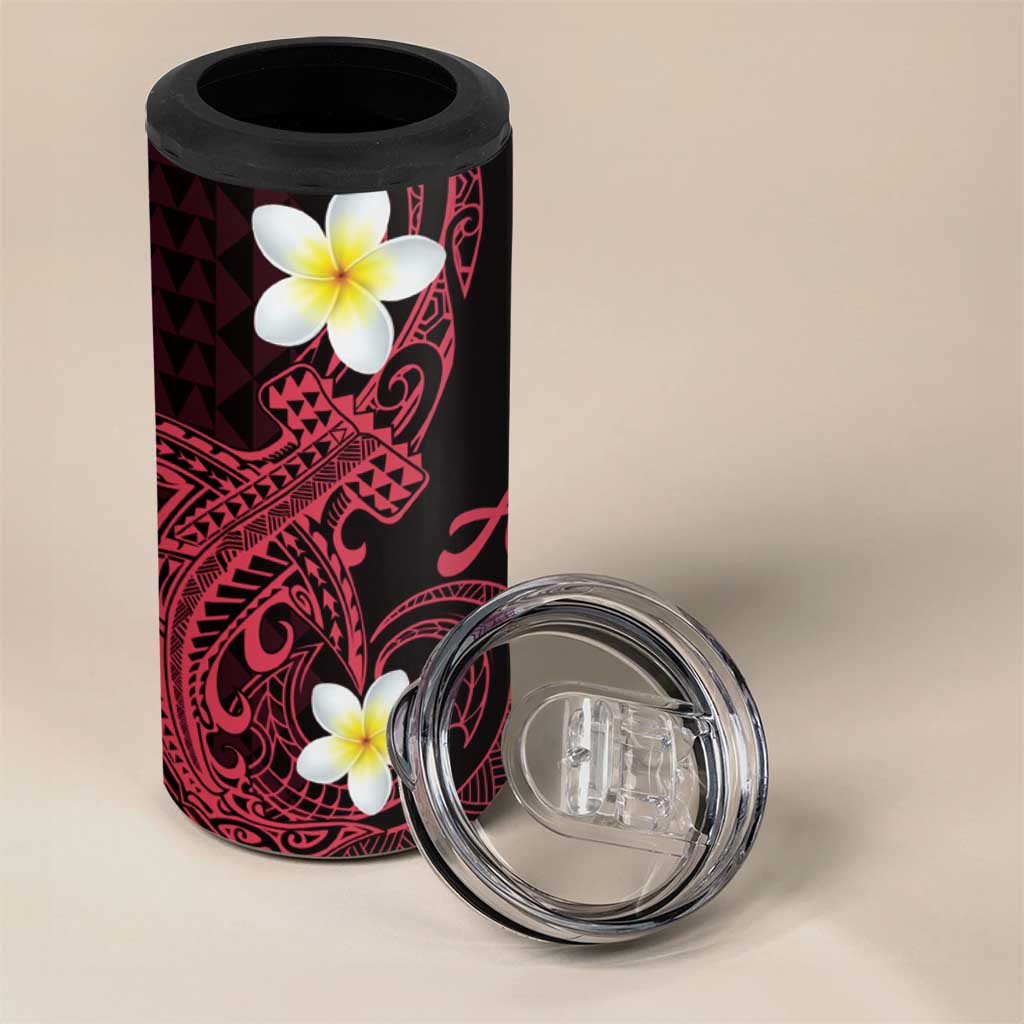 Aloha Hammerhead Shark 4 in 1 Can Cooler Tumbler Feverish Pink Hawaiian Kakau Tribal Tattoo
