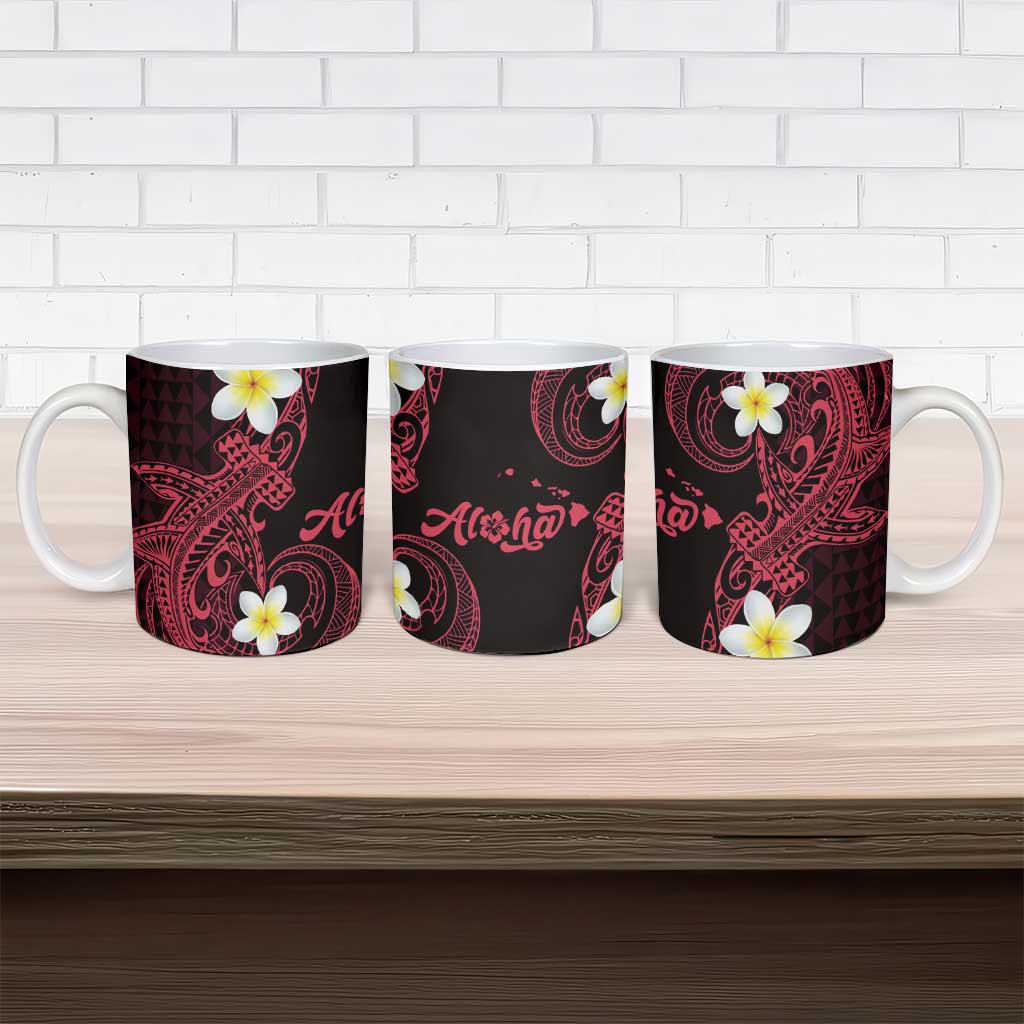 Aloha Hammerhead Shark Ceramic Mug Feverish Pink Hawaiian Kakau Tribal Tattoo - Polynesian Pride