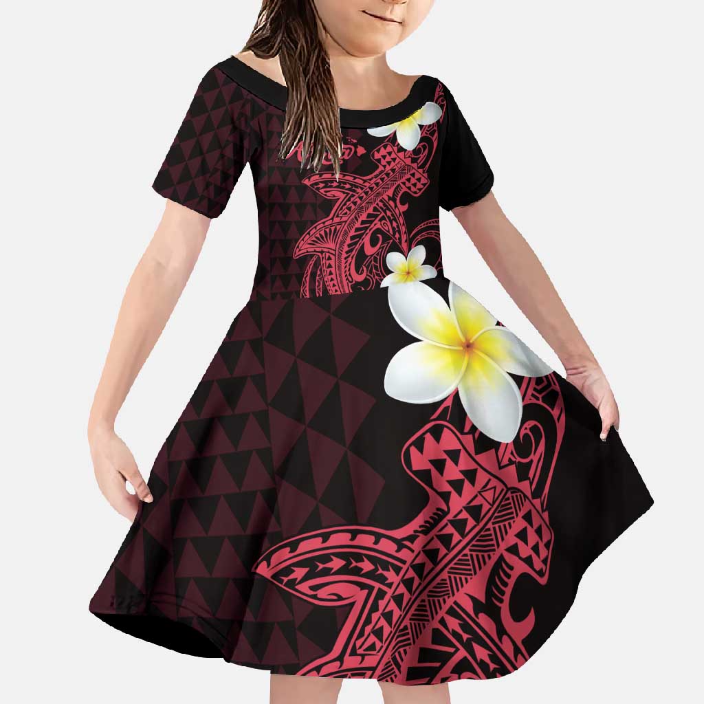 Aloha Hammerhead Shark Family Matching Mermaid Dress and Hawaiian Shirt Feverish Pink Hawaiian Kakau Tribal Tattoo