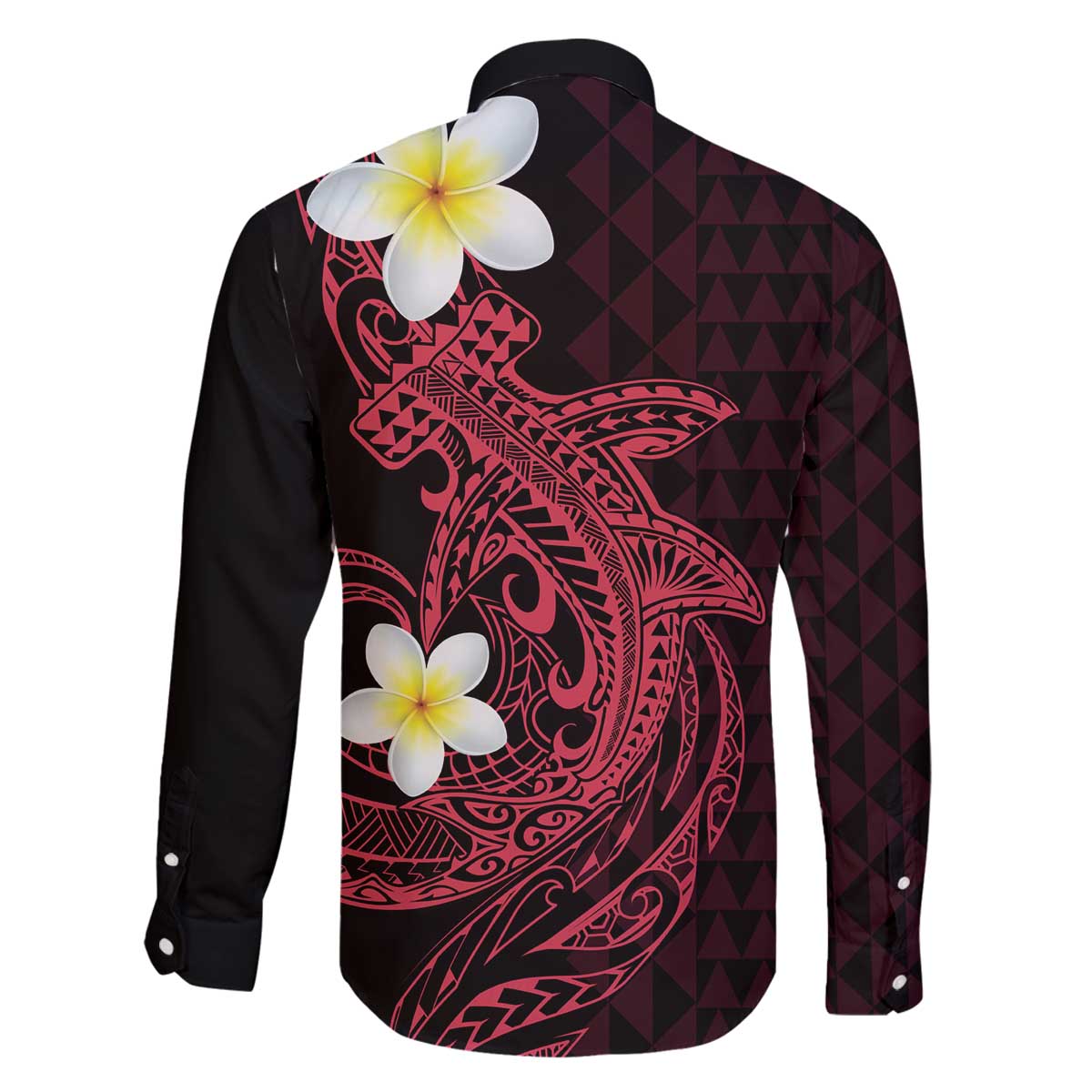Aloha Hammerhead Shark Family Matching Off The Shoulder Long Sleeve Dress and Hawaiian Shirt Feverish Pink Hawaiian Kakau Tribal Tattoo