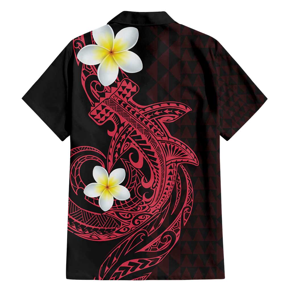 Aloha Hammerhead Shark Family Matching Off Shoulder Maxi Dress and Hawaiian Shirt Feverish Pink Hawaiian Kakau Tribal Tattoo