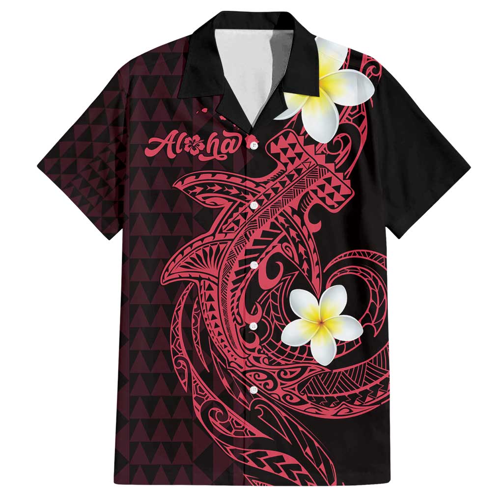 Aloha Hammerhead Shark Family Matching Puletasi and Hawaiian Shirt Feverish Pink Hawaiian Kakau Tribal Tattoo