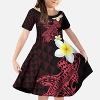 Aloha Hammerhead Shark Family Matching Short Sleeve Bodycon Dress and Hawaiian Shirt Feverish Pink Hawaiian Kakau Tribal Tattoo