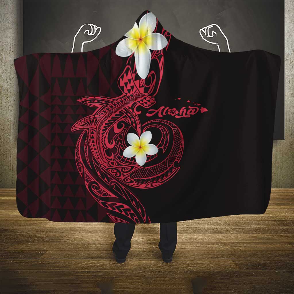 Aloha Hammerhead Shark Hooded Blanket Feverish Pink Hawaiian Kakau Tribal Tattoo