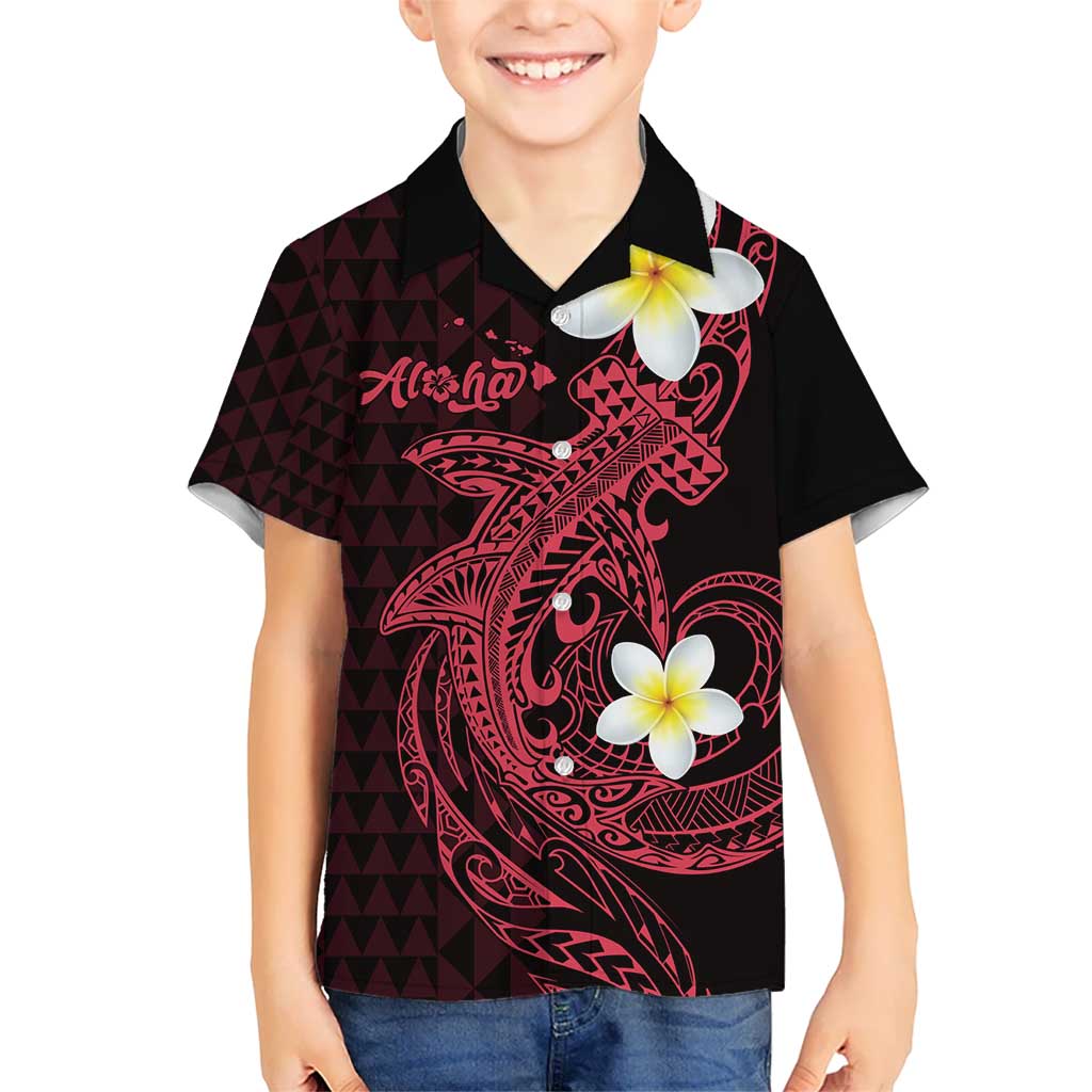 Aloha Hammerhead Shark Kid Hawaiian Shirt Feverish Pink Hawaiian Kakau Tribal Tattoo