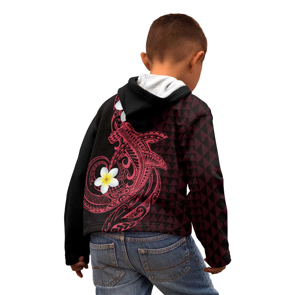 Aloha Hammerhead Shark Kid Hoodie Feverish Pink Hawaiian Kakau Tribal Tattoo