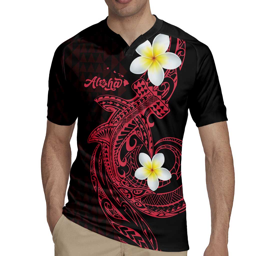 Aloha Hammerhead Shark Rugby Jersey Feverish Pink Hawaiian Kakau Tribal Tattoo