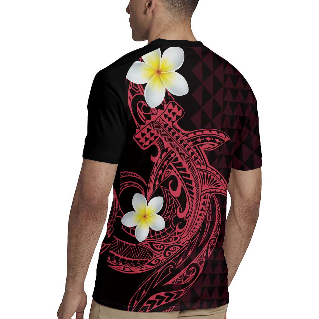 Aloha Hammerhead Shark Rugby Jersey Feverish Pink Hawaiian Kakau Tribal Tattoo