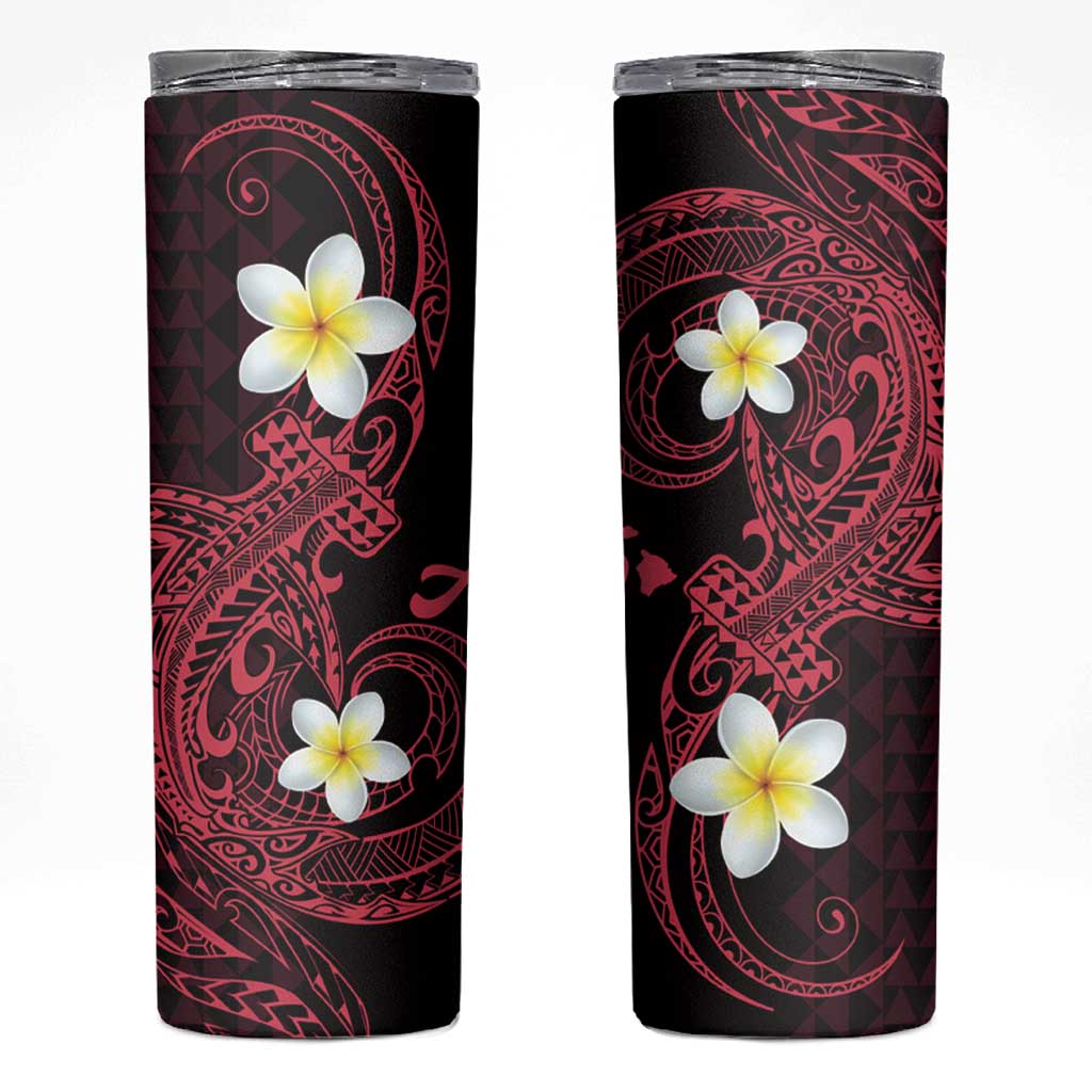 Aloha Hammerhead Shark Skinny Tumbler Feverish Pink Hawaiian Kakau Tribal Tattoo