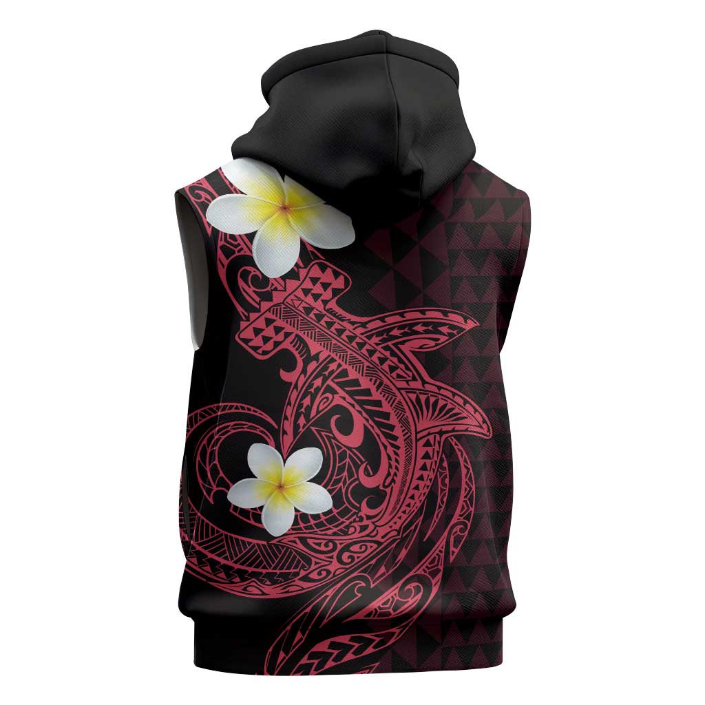 Aloha Hammerhead Shark Sleeveless Zip Hoodie Feverish Pink Hawaiian Kakau Tribal Tattoo LT9