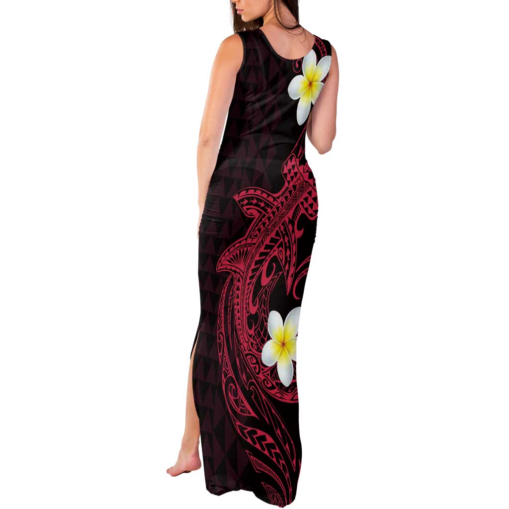 Aloha Hammerhead Shark Tank Maxi Dress Feverish Pink Hawaiian Kakau Tribal Tattoo