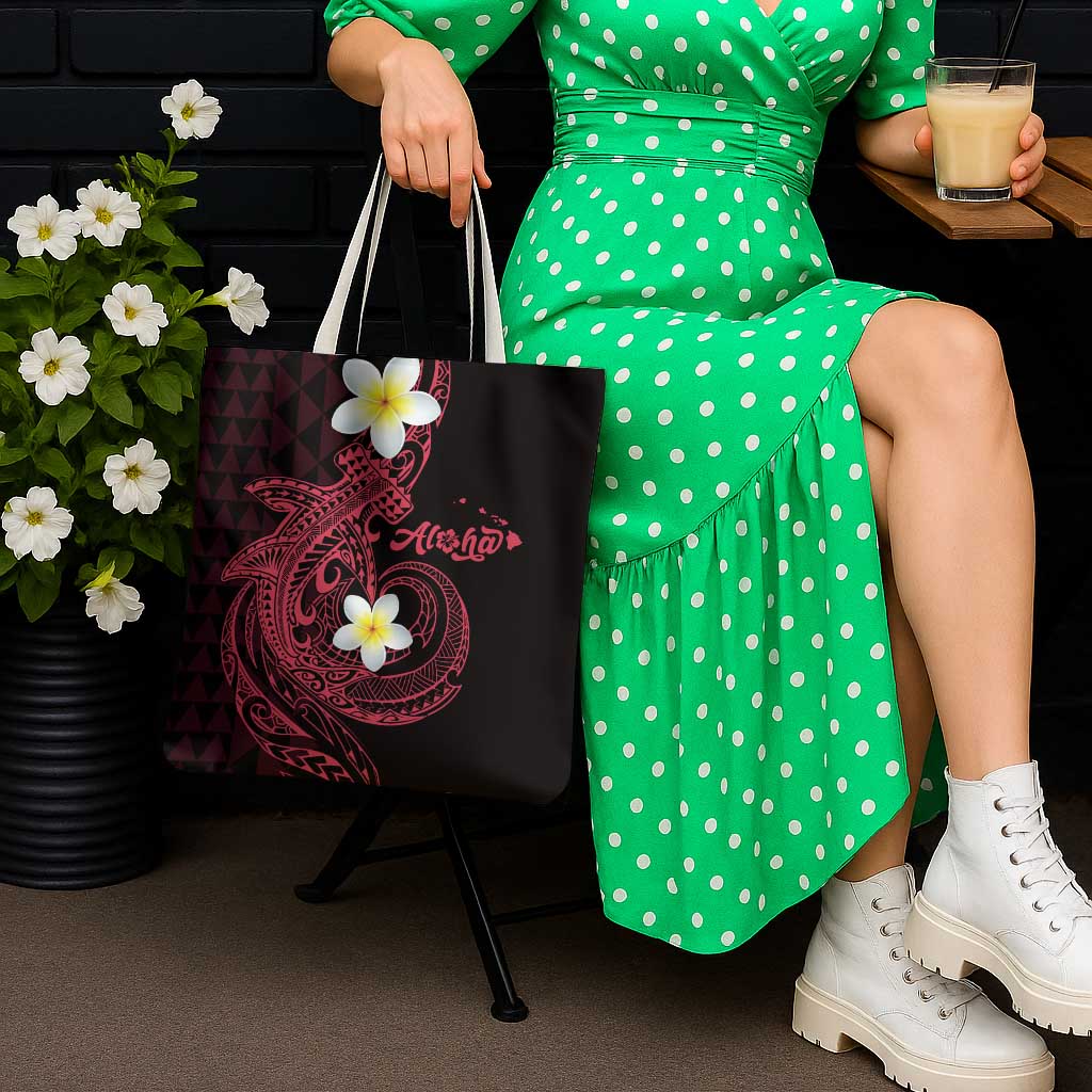 Aloha Hammerhead Shark Tote Bag Feverish Pink Hawaiian Kakau Tribal Tattoo - Polynesian Pride