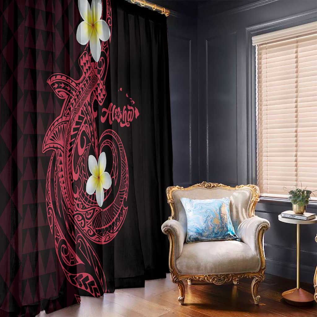Aloha Hammerhead Shark Window Curtain Feverish Pink Hawaiian Kakau Tribal Tattoo
