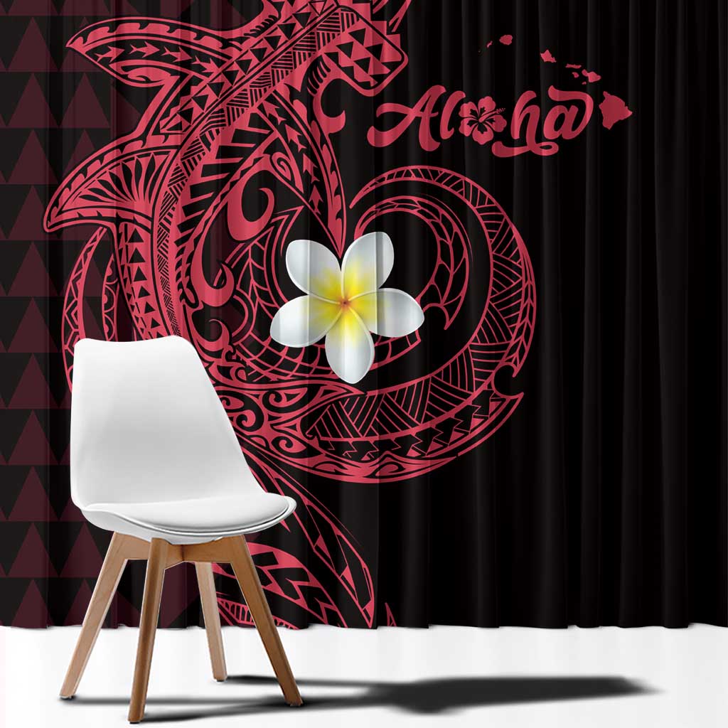 Aloha Hammerhead Shark Window Curtain Feverish Pink Hawaiian Kakau Tribal Tattoo