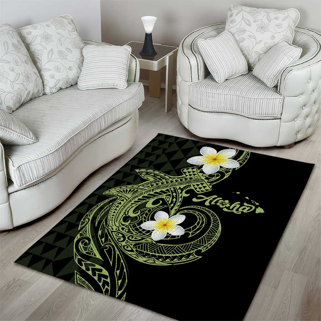 Aloha Hammerhead Shark Area Rug Lime Rickey Hawaiian Kakau Tribal Tattoo