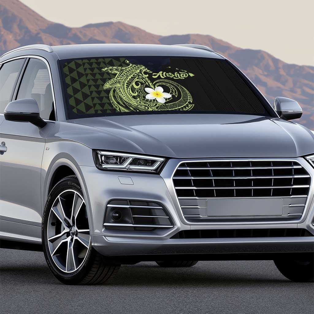 Aloha Hammerhead Shark Auto Sun Shade Lime Rickey Hawaiian Kakau Tribal Tattoo - Polynesian Pride