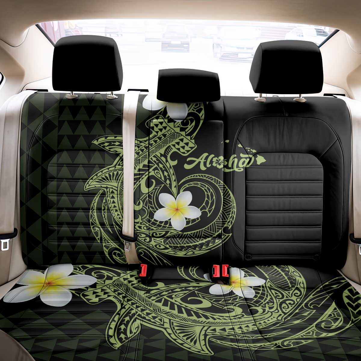 Aloha Hammerhead Shark Back Car Seat Cover Lime Rickey Hawaiian Kakau Tribal Tattoo