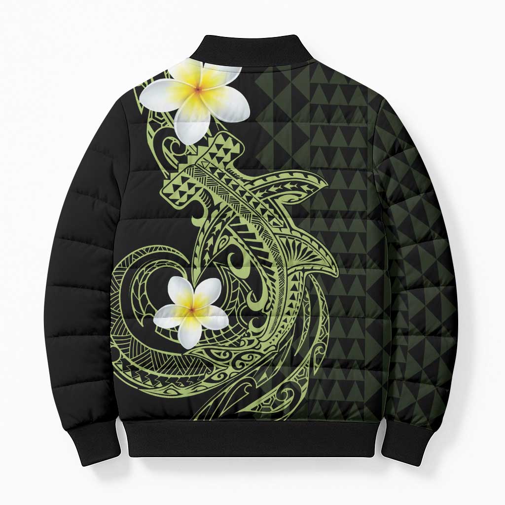 Aloha Hammerhead Shark Bomber Puffer Jacket Lime Rickey Hawaiian Kakau Tribal Tattoo - Polynesian Pride
