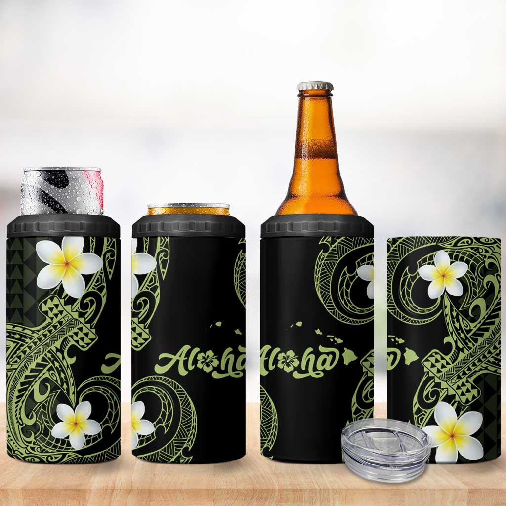 Aloha Hammerhead Shark 4 in 1 Can Cooler Tumbler Lime Rickey Hawaiian Kakau Tribal Tattoo