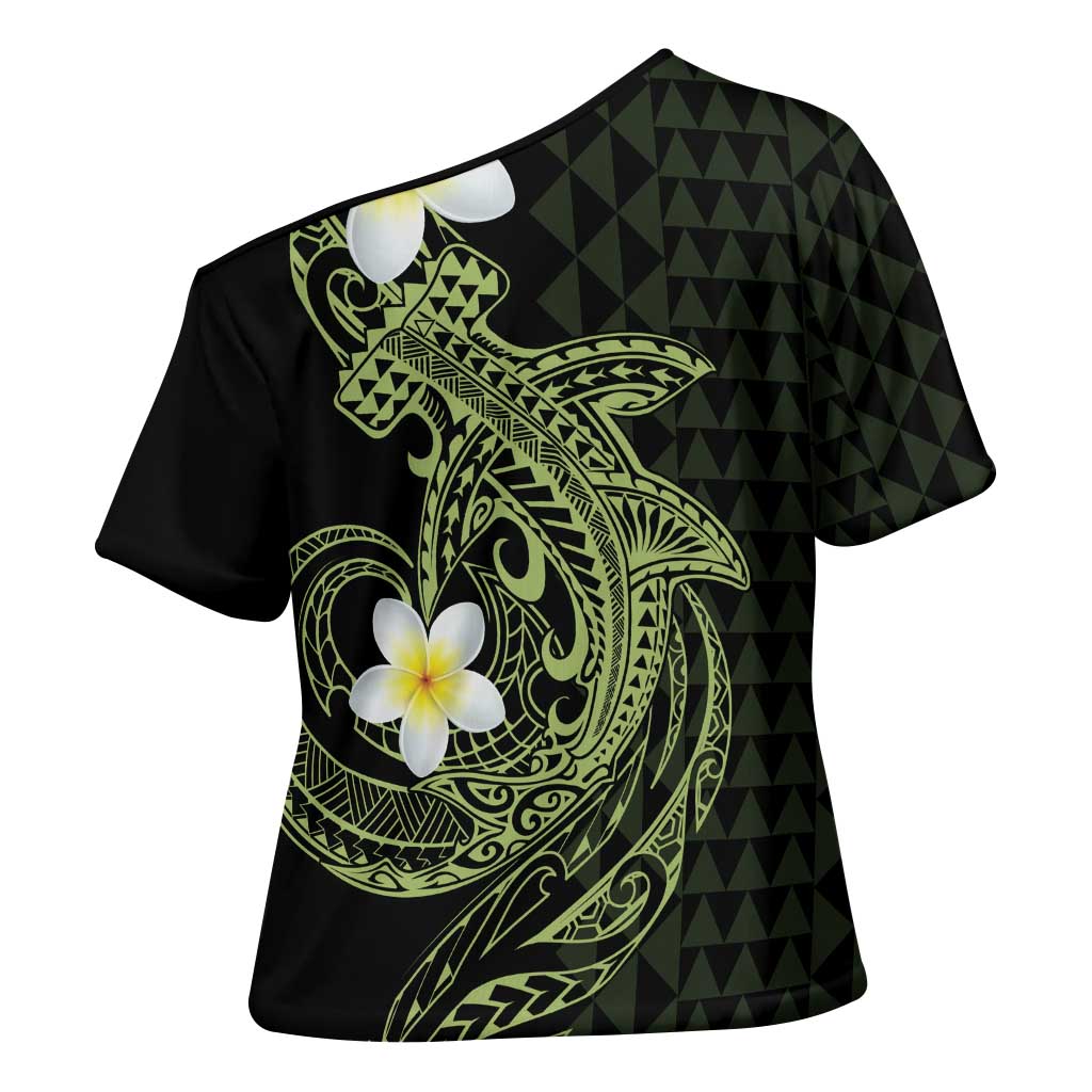 Aloha Hammerhead Shark Cross Shoulder Shirt Lime Rickey Hawaiian Kakau Tribal Tattoo - Polynesian Pride