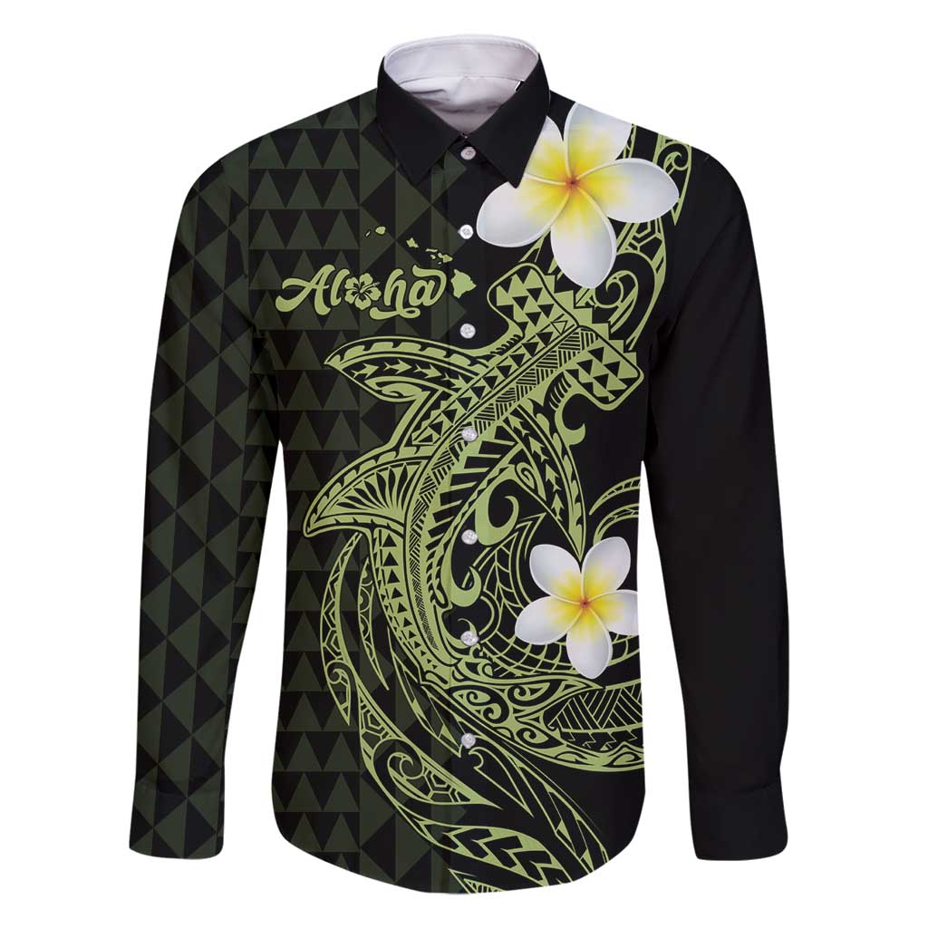 Aloha Hammerhead Shark Family Matching Long Sleeve Bodycon Dress and Hawaiian Shirt Lime Rickey Hawaiian Kakau Tribal Tattoo