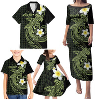 Aloha Hammerhead Shark Family Matching Puletasi and Hawaiian Shirt Lime Rickey Hawaiian Kakau Tribal Tattoo