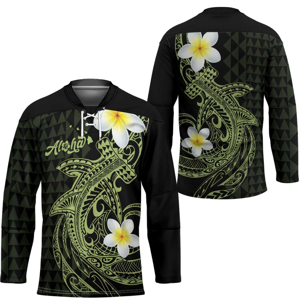 Aloha Hammerhead Shark Hockey Jersey Lime Rickey Hawaiian Kakau Tribal Tattoo - Polynesian Pride