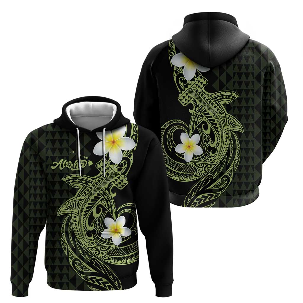 Aloha Hammerhead Shark Hoodie Lime Rickey Hawaiian Kakau Tribal Tattoo