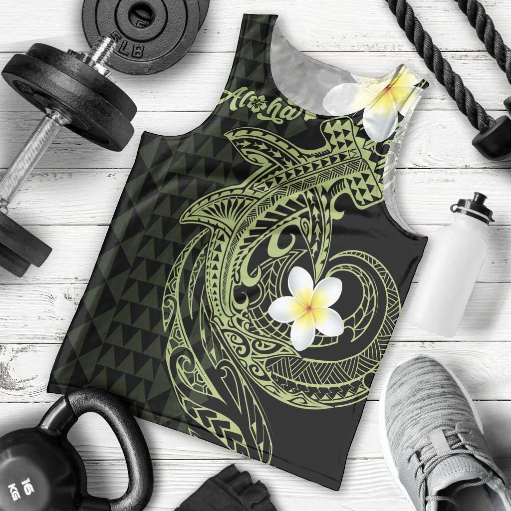 Aloha Hammerhead Shark Men Tank Top Lime Rickey Hawaiian Kakau Tribal Tattoo