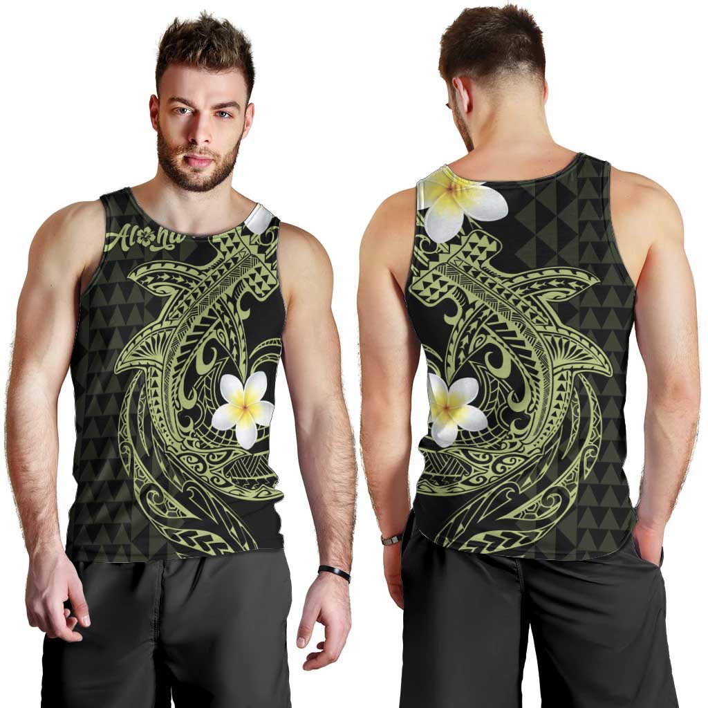 Aloha Hammerhead Shark Men Tank Top Lime Rickey Hawaiian Kakau Tribal Tattoo