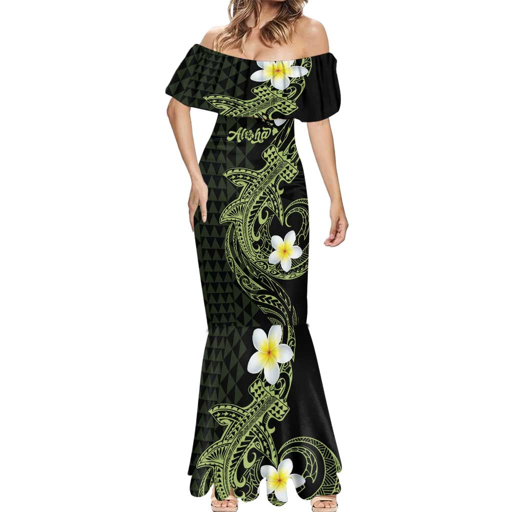 Aloha Hammerhead Shark Mermaid Dress Lime Rickey Hawaiian Kakau Tribal Tattoo