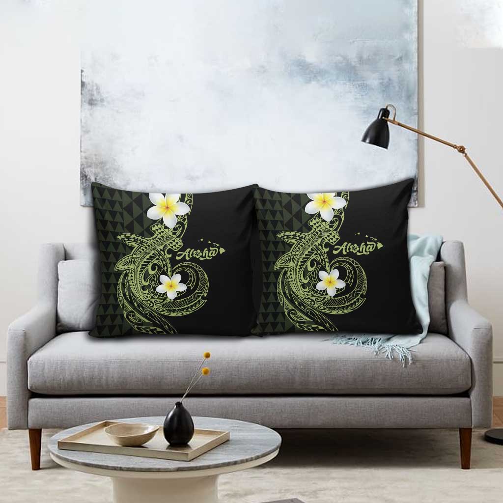 Aloha Hammerhead Shark Pillow Cover Lime Rickey Hawaiian Kakau Tribal Tattoo - Polynesian Pride