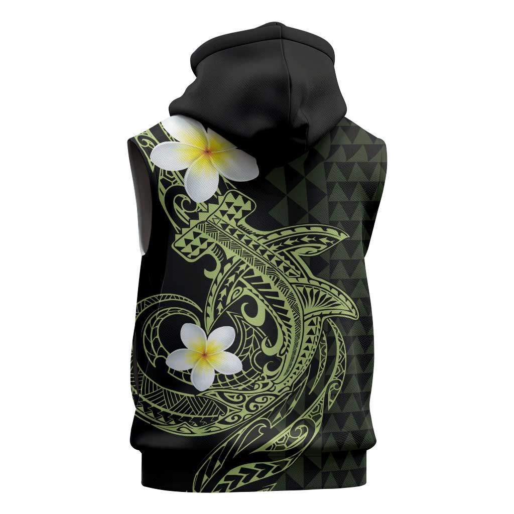 Aloha Hammerhead Shark Sleeveless Hoodie Lime Rickey Hawaiian Kakau Tribal Tattoo - Polynesian Pride