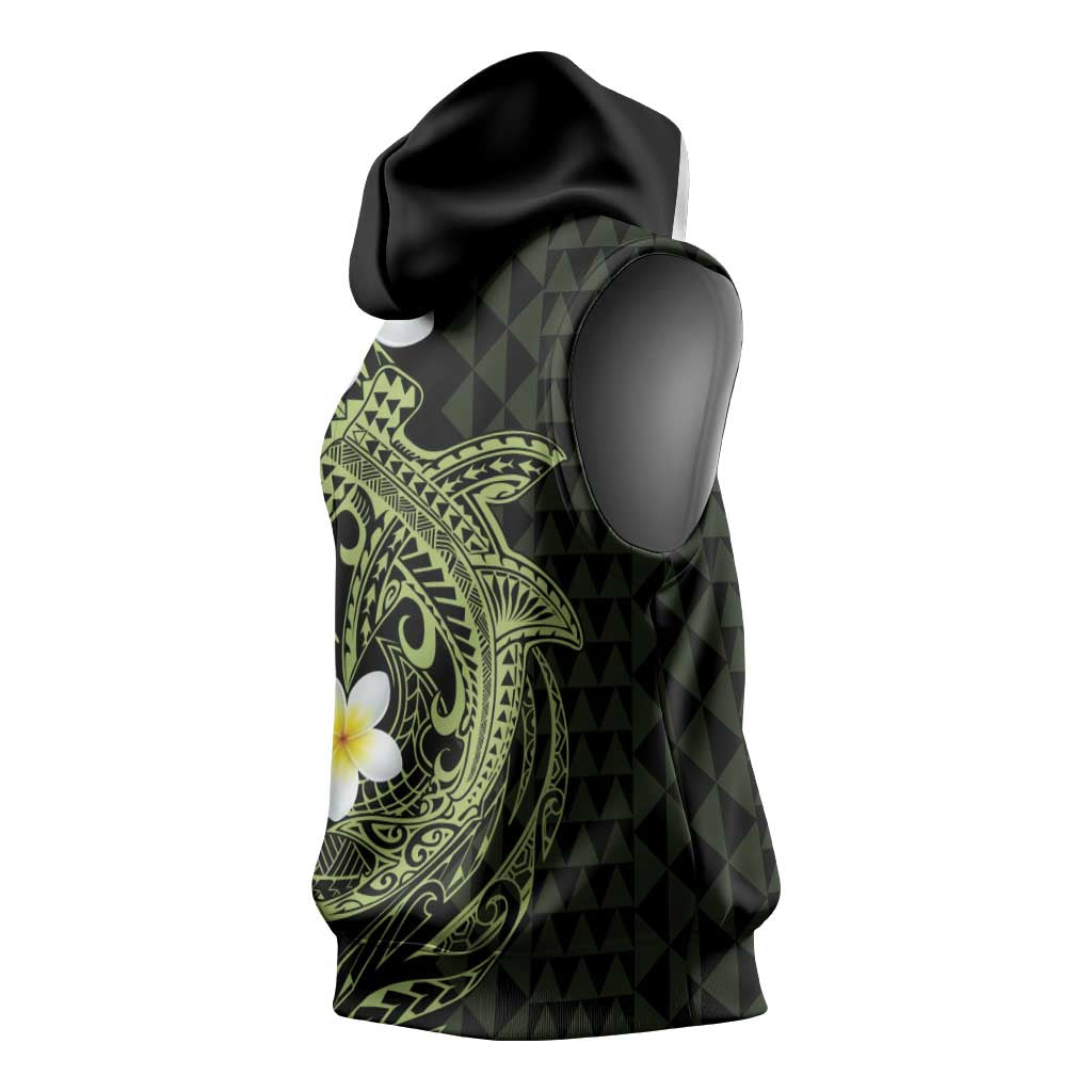 Aloha Hammerhead Shark Sleeveless Hoodie Lime Rickey Hawaiian Kakau Tribal Tattoo - Polynesian Pride