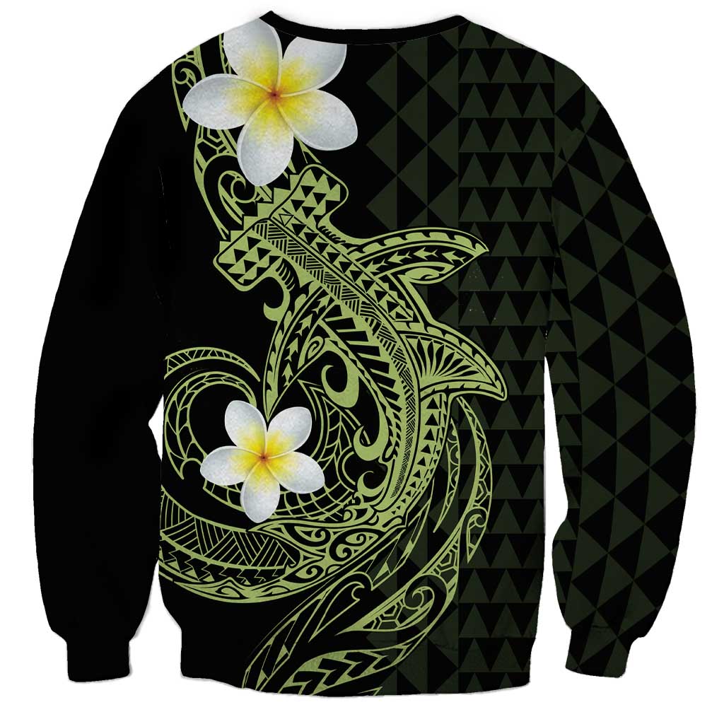 Aloha Hammerhead Shark Sweatshirt Lime Rickey Hawaiian Kakau Tribal Tattoo