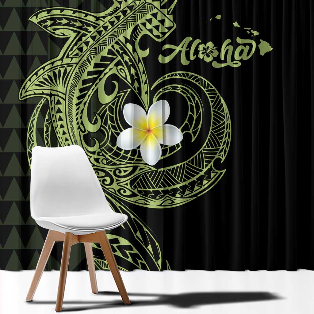 Aloha Hammerhead Shark Window Curtain Lime Rickey Hawaiian Kakau Tribal Tattoo