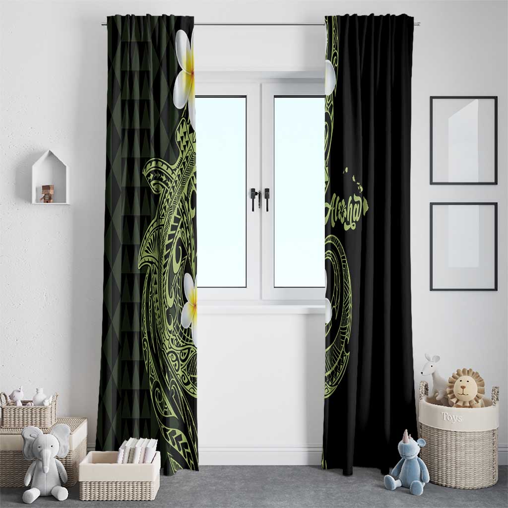 Aloha Hammerhead Shark Window Curtain Lime Rickey Hawaiian Kakau Tribal Tattoo