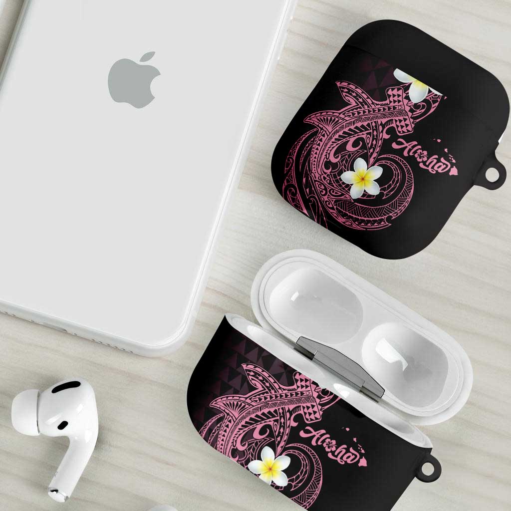 Aloha Hammerhead Shark AirPods Case Vivacious Pink Hawaiian Kakau Tribal Tattoo - Polynesian Pride
