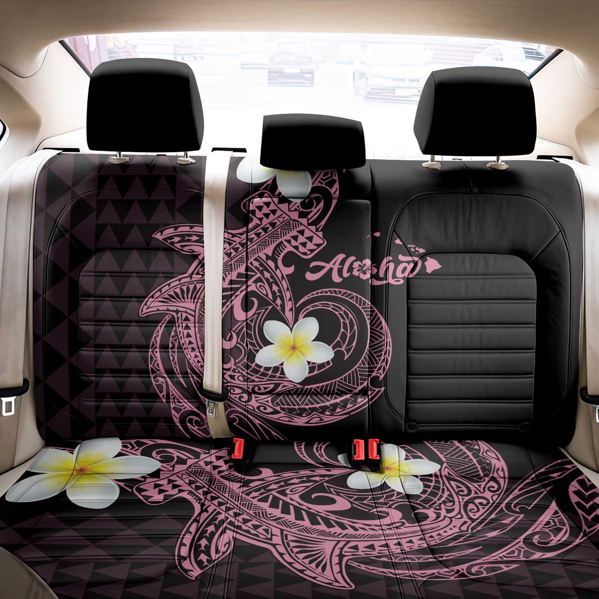 Aloha Hammerhead Shark Back Car Seat Cover Vivacious Pink Hawaiian Kakau Tribal Tattoo