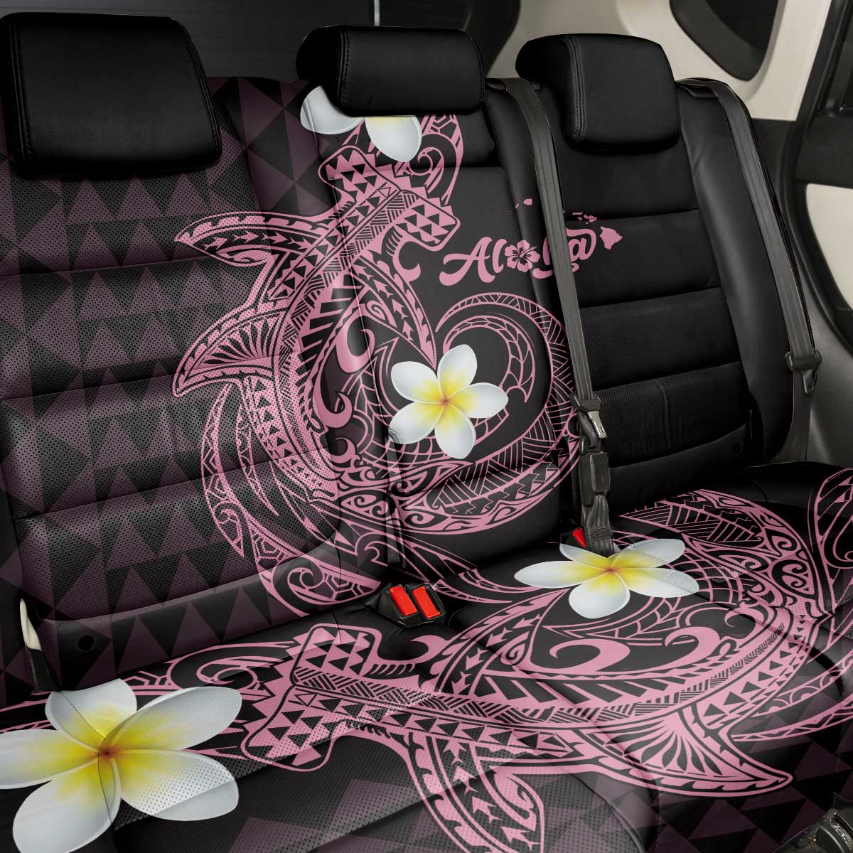 Aloha Hammerhead Shark Back Car Seat Cover Vivacious Pink Hawaiian Kakau Tribal Tattoo