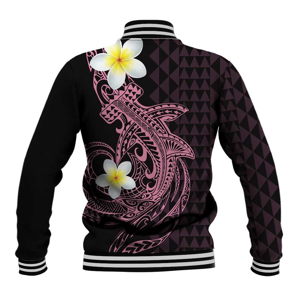 Aloha Hammerhead Shark Baseball Jacket Vivacious Pink Hawaiian Kakau Tribal Tattoo
