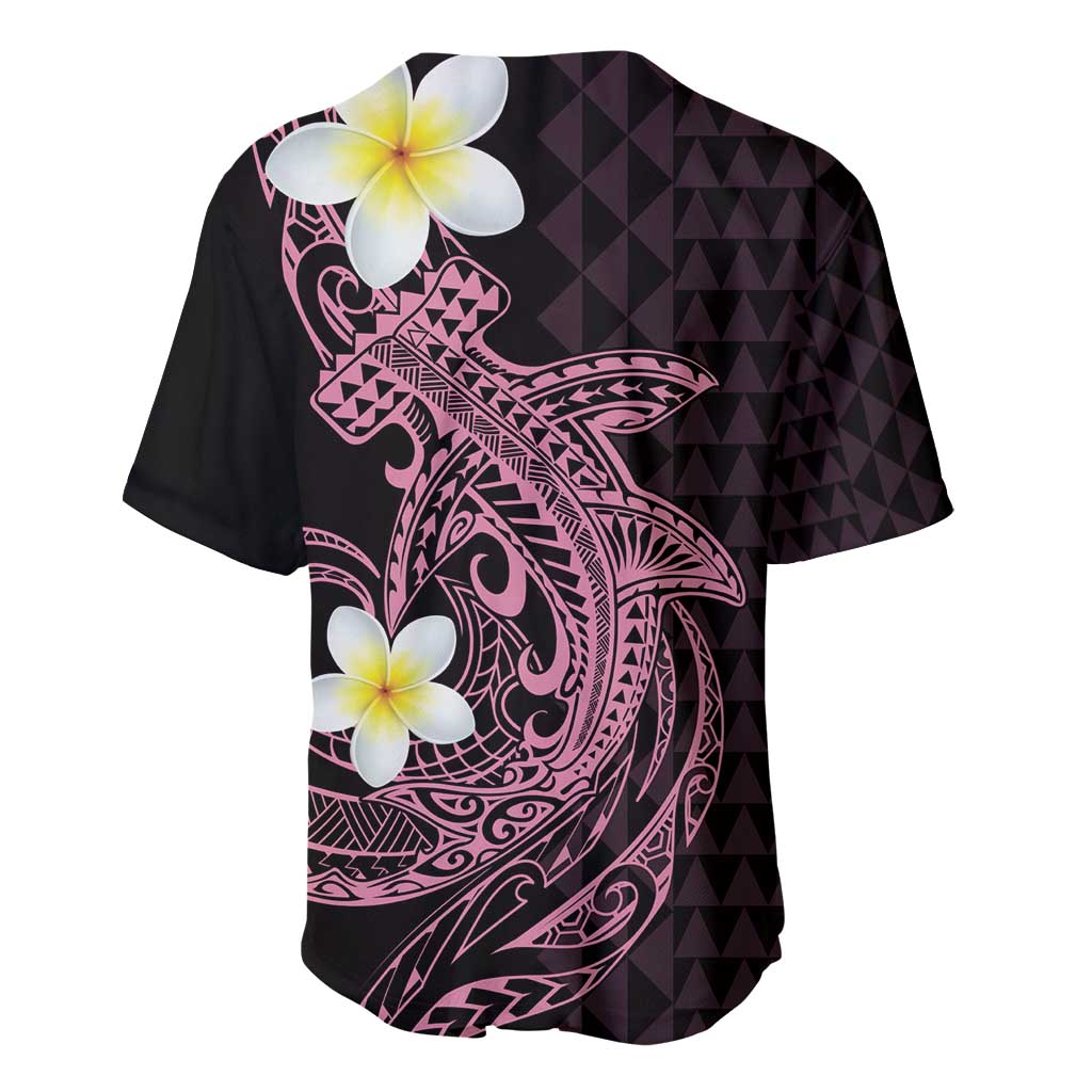 Aloha Hammerhead Shark Baseball Jersey Vivacious Pink Hawaiian Kakau Tribal Tattoo