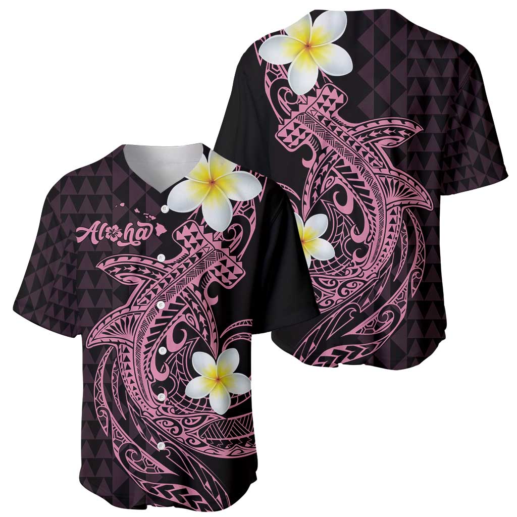 Aloha Hammerhead Shark Baseball Jersey Vivacious Pink Hawaiian Kakau Tribal Tattoo