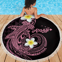 Aloha Hammerhead Shark Beach Blanket Vivacious Pink Hawaiian Kakau Tribal Tattoo