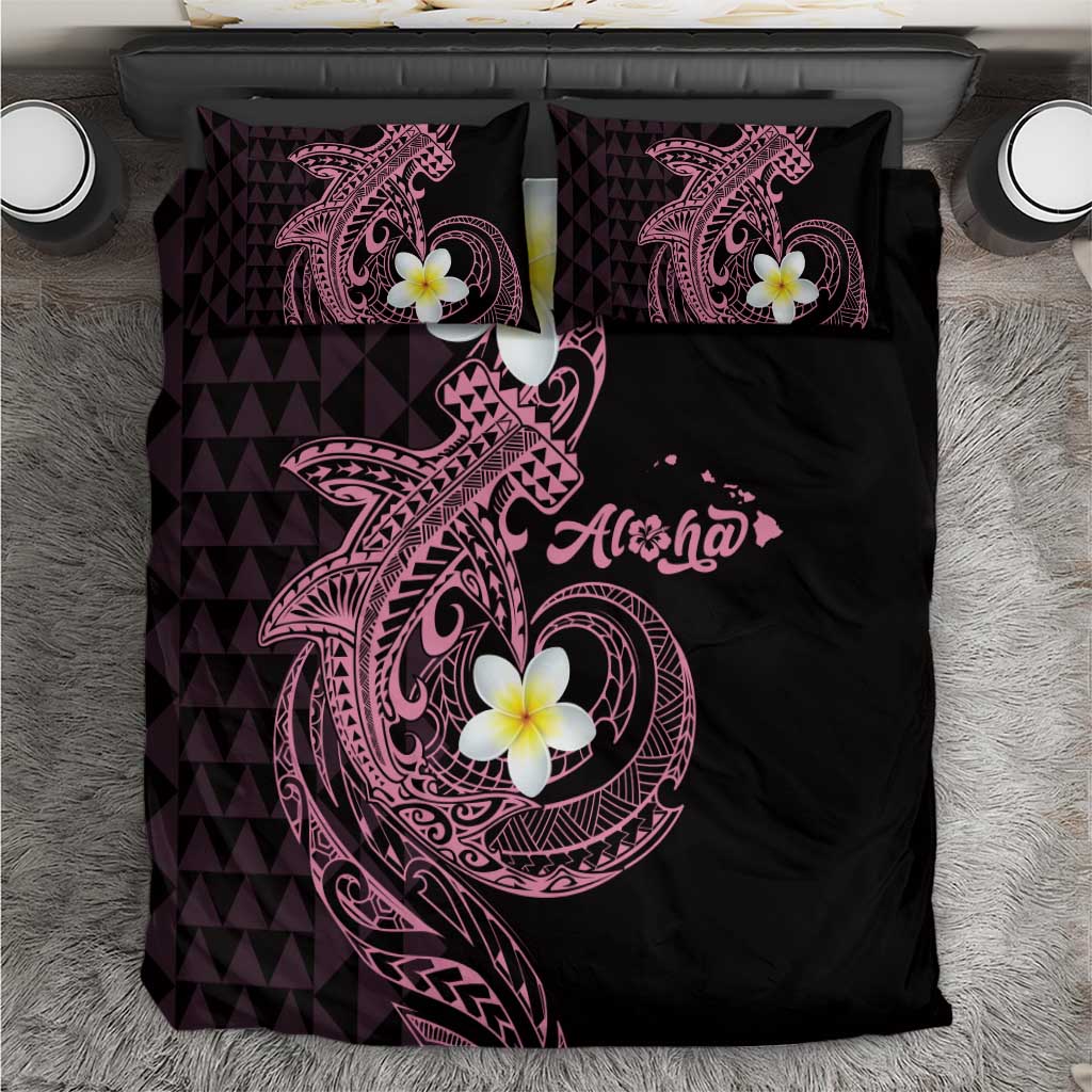 Aloha Hammerhead Shark Bedding Set Vivacious Pink Hawaiian Kakau Tribal Tattoo
