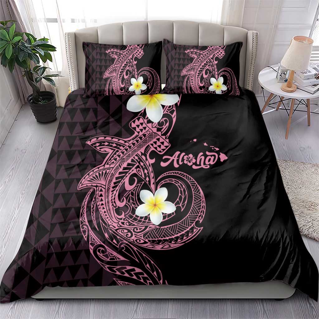 Aloha Hammerhead Shark Bedding Set Vivacious Pink Hawaiian Kakau Tribal Tattoo