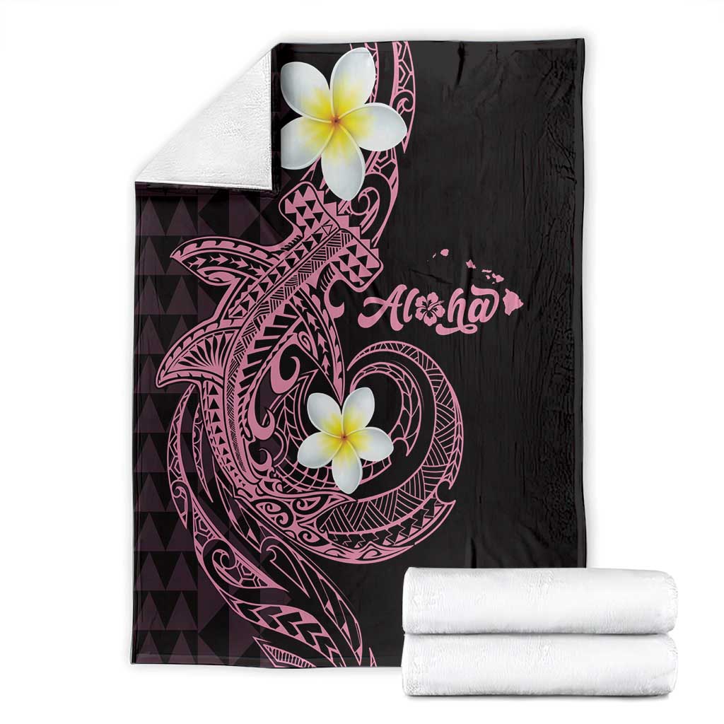Aloha Hammerhead Shark Blanket Vivacious Pink Hawaiian Kakau Tribal Tattoo