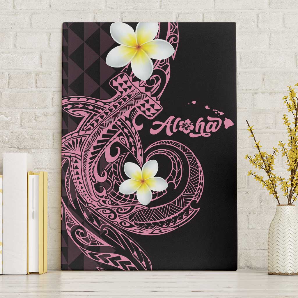 Aloha Hammerhead Shark Canvas Wall Art Vivacious Pink Hawaiian Kakau Tribal Tattoo