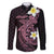 Aloha Hammerhead Shark Family Matching Off Shoulder Maxi Dress and Hawaiian Shirt Vivacious Pink Hawaiian Kakau Tribal Tattoo