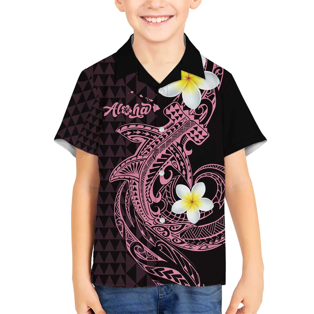 Aloha Hammerhead Shark Family Matching Off Shoulder Short Dress and Hawaiian Shirt Vivacious Pink Hawaiian Kakau Tribal Tattoo